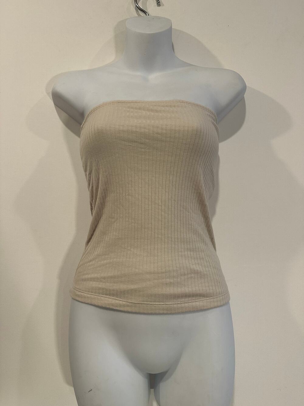 Old Navy Oatmeal Heather Beige Ribbed Knit Strapless Tube Top XS